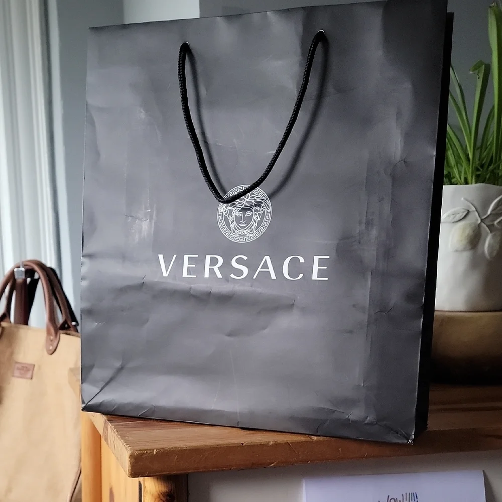 Black VERSACE Logo Tote Shopping Bag